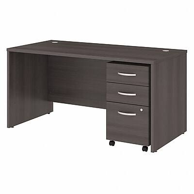 Front. Bush Business Furniture - 60"W Office Desk with Mobile File Cabinet(STC014SG) - Storm Gray.