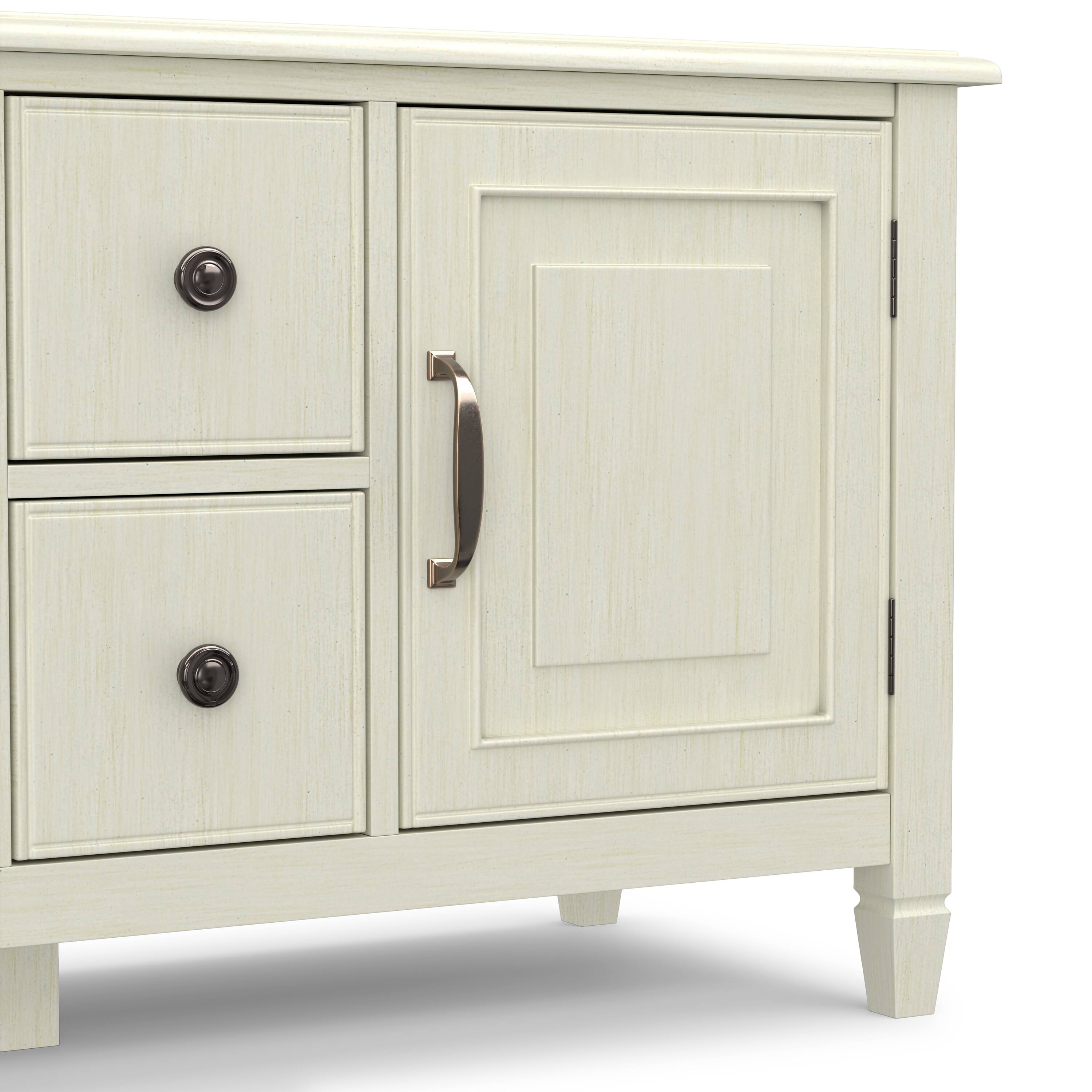 Alt View 6. Simpli Home - Connaught 72W Low TV Stand with Drawers, Doors and Shelves - Antique White.