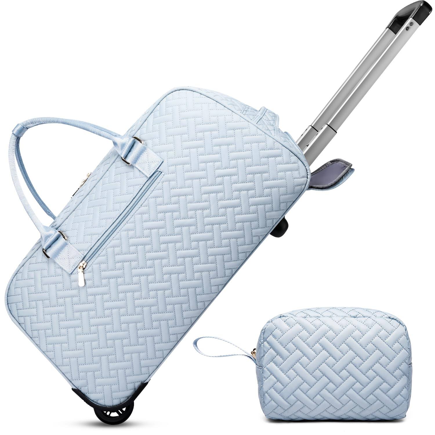 Front. Paradigms Interiors - Duffle Bag For Travel Weekender With Shoe Compartment Carry On Overnight Women Toiletry Gym Wet Pocket Bags... - Blue--rolling version-Style1.