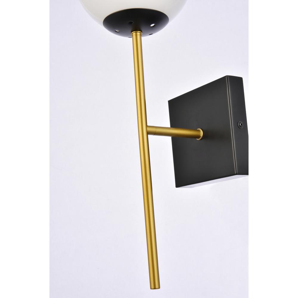 Alt View 1. Living District - Neri 1 light black and brass and white glass wall sconce - Black And Brass And White.