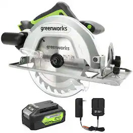 Greenworks - 24V Brushless Cordless 7.25'' Circular Saw 4,500 RPM, with 4Ah Battery and 2A Charger
