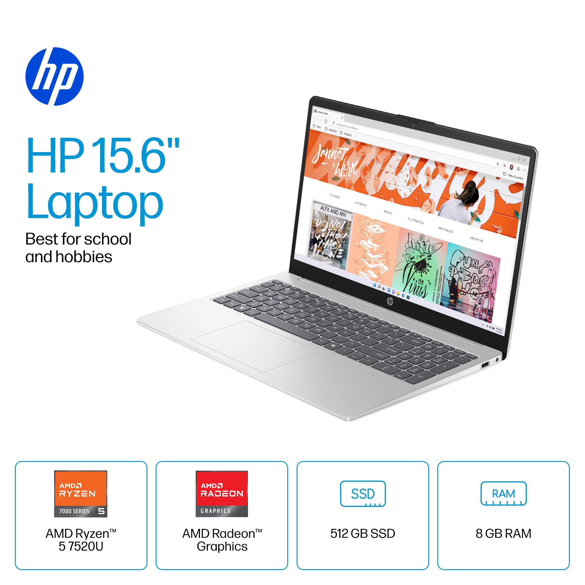 hp HP 15.6" Laptop Best for school and hobbies . - AMD Ryzen 5 7520U - AMD Radeon Graphics - 512 GB SSD - 8 GB RAM