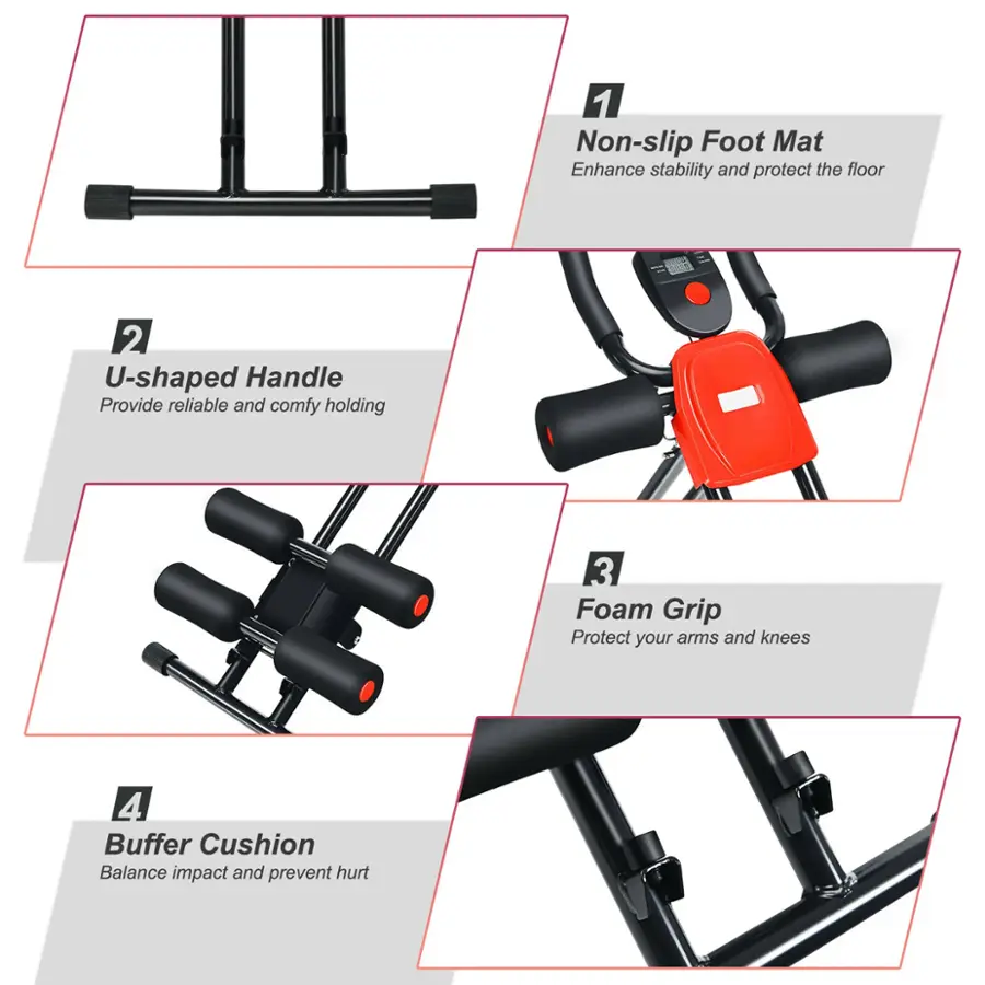 1. Non-slip Foot Mat: Enhance stability and protect the floor.
2. U-shaped Handle: Provide reliable and comfortable holding.
3. Foam Grip: Protect your arms and knees.
4. Buffer Cushion: Balance impact and prevent hurt.