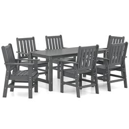 Gymax - 7 Pieces Patio Dining Set Outdoor HDPE Weather Resistant Table & Chairs Set - Gray