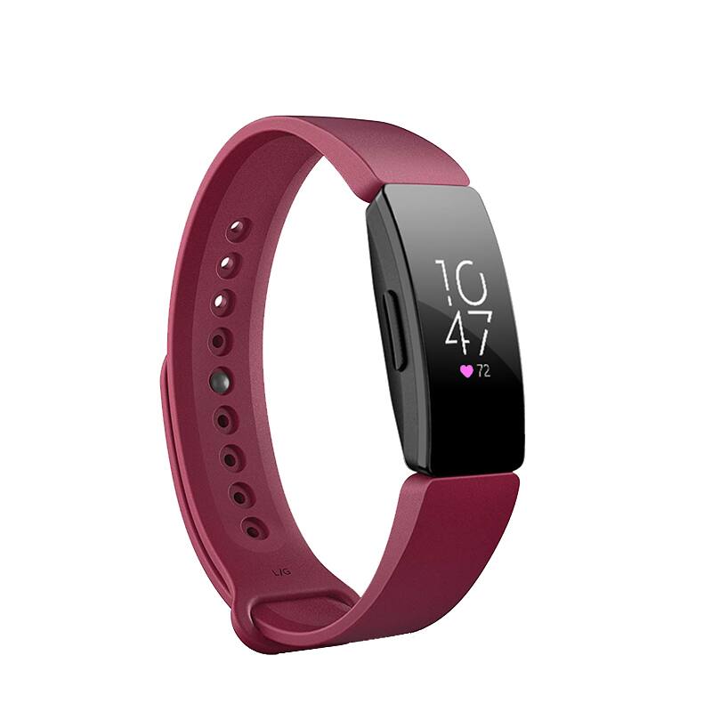 Front. StrapsCo - Rubber Pin-and-Tuck Strap Silicone Watch Band For Fitbit Inspire & Inspire HR (Medium-Long) - Sangria Purple.