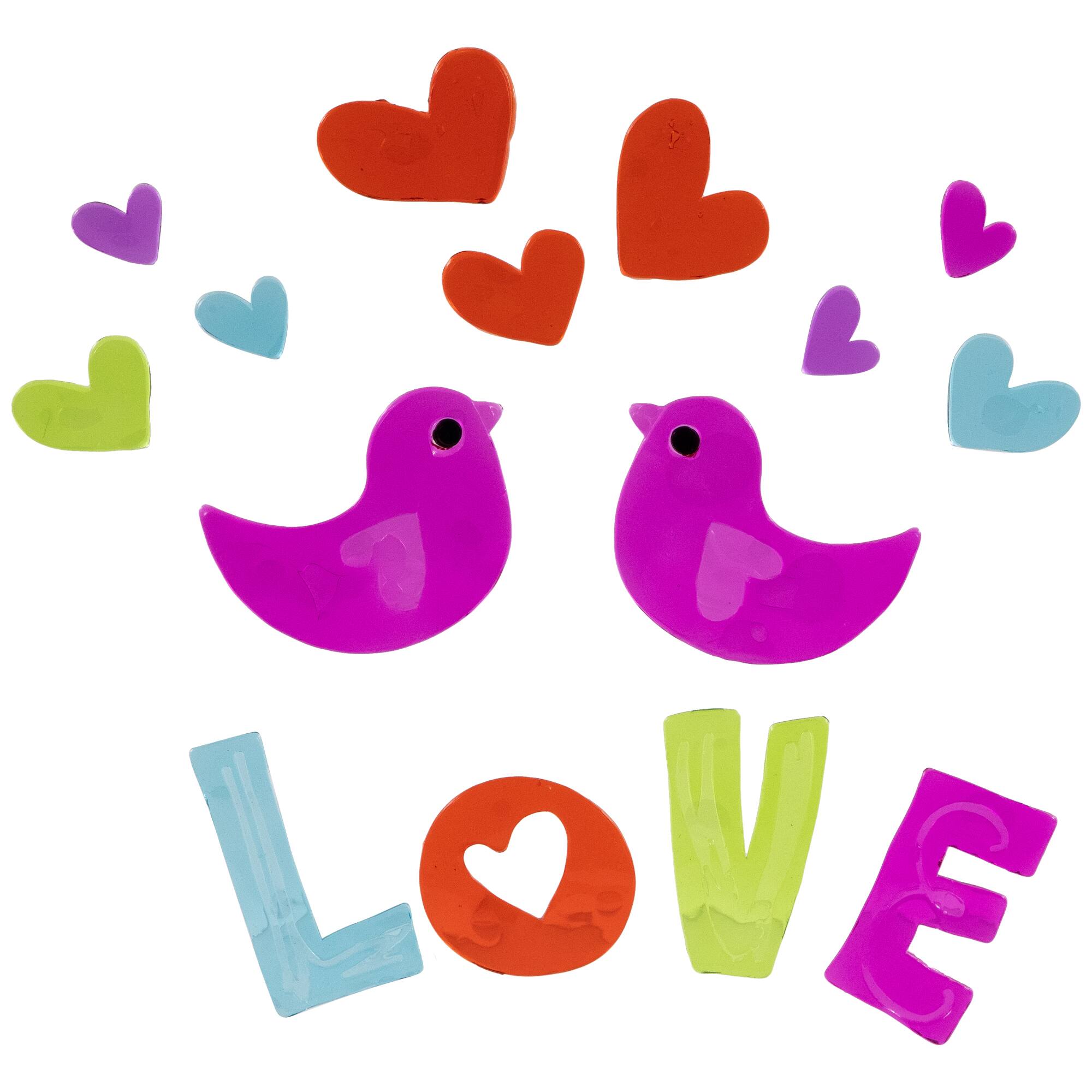 Alt View 3. Northlight - Set of 5 Double Sided Valentine's Day Gel Window Clings - Red.