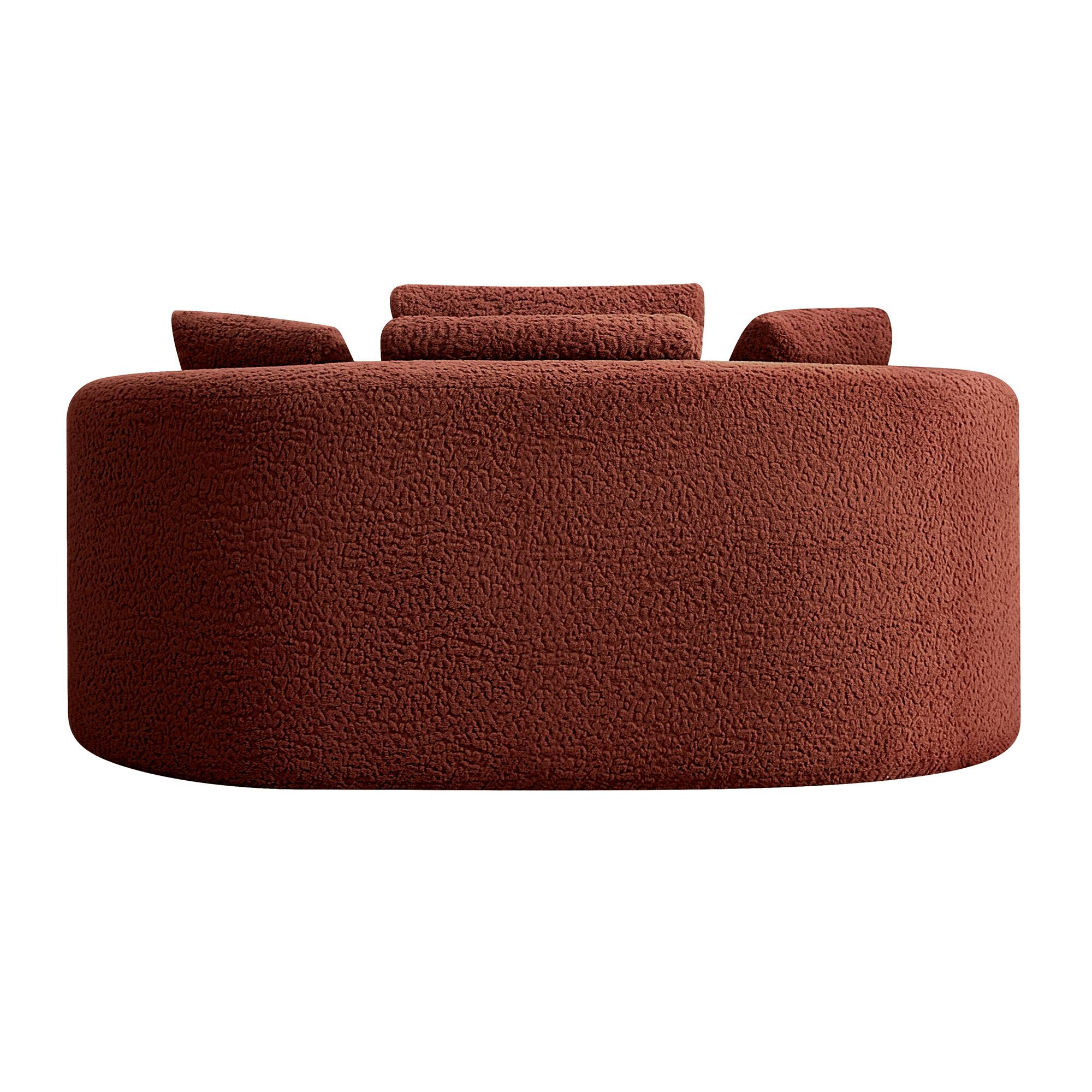 Back. Brick Attic - 65'' Luxury Modern Curved Sofa with 3 Pillows- Teddy Fabric Curved Back Couch for Small Living Rooms Apartments Office - Burgundy Red.