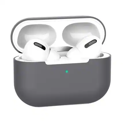 Front. Home Collection - Premium Silicone Case Cover for Apple AirPods Pro - Grey.