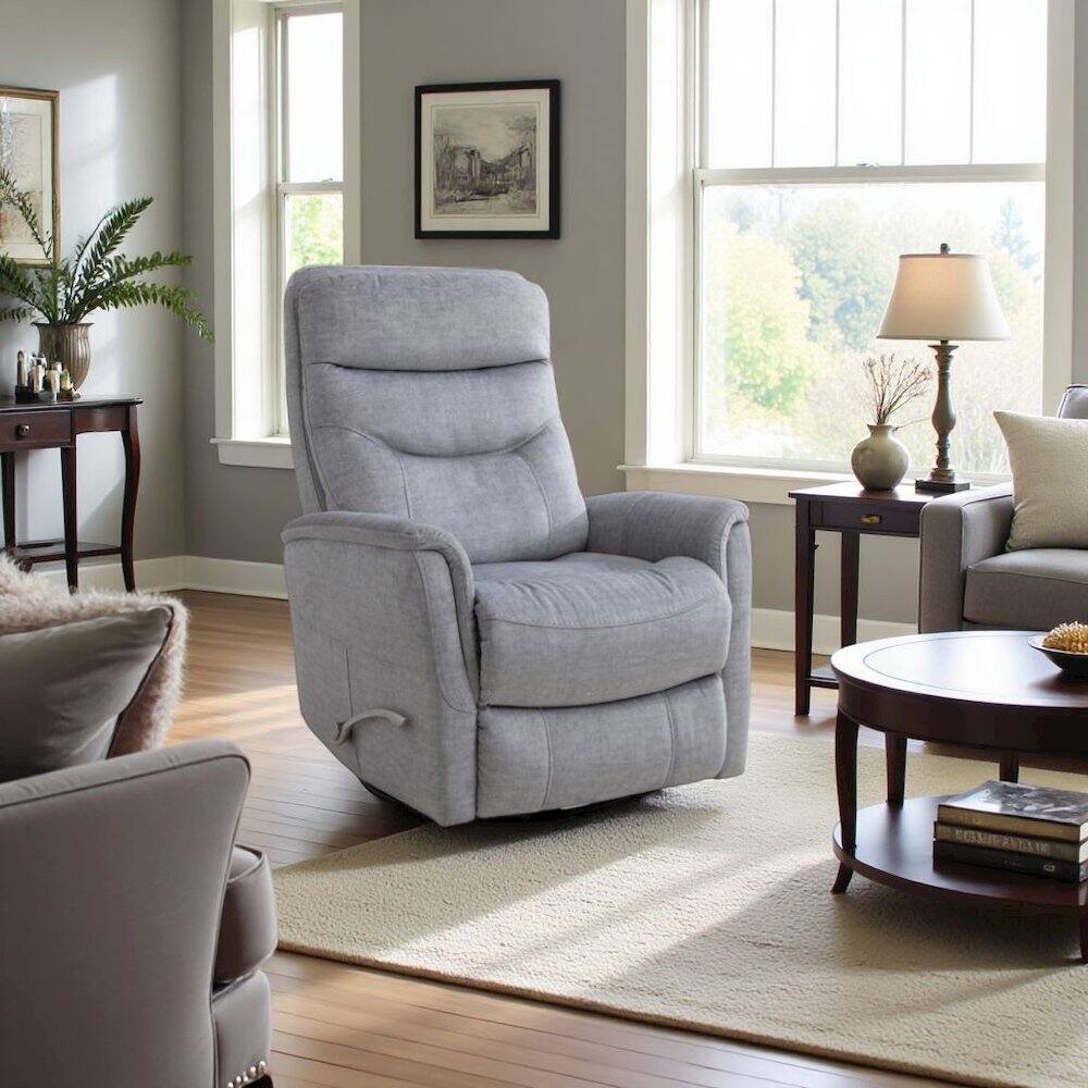 Back. Starlight Canyon Home - Capri Silver Recliner Nursery Glider Set – Elegant Boucle Chairs for Comfort - Grey.