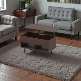 Hivvago - Modern 31.5" Lift-Top Coffee Table with Discreet Storage and Open Shelf Space - Brown