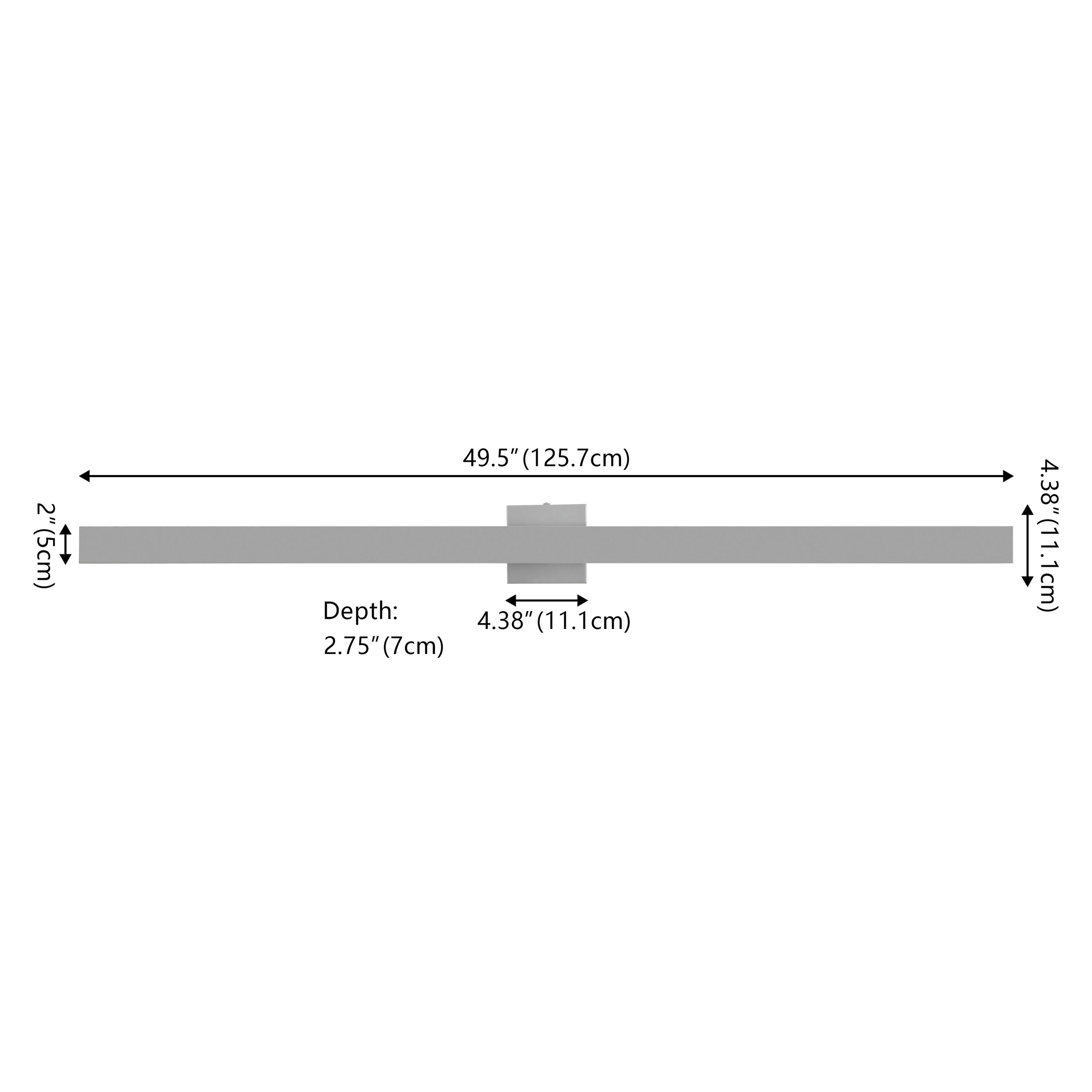 2" (5cm)  
1 49.5" (125.7cm)  
Depth: 4.38" (11.1cm)  
2.75" (7cm)  
4.38" (11.1cm)