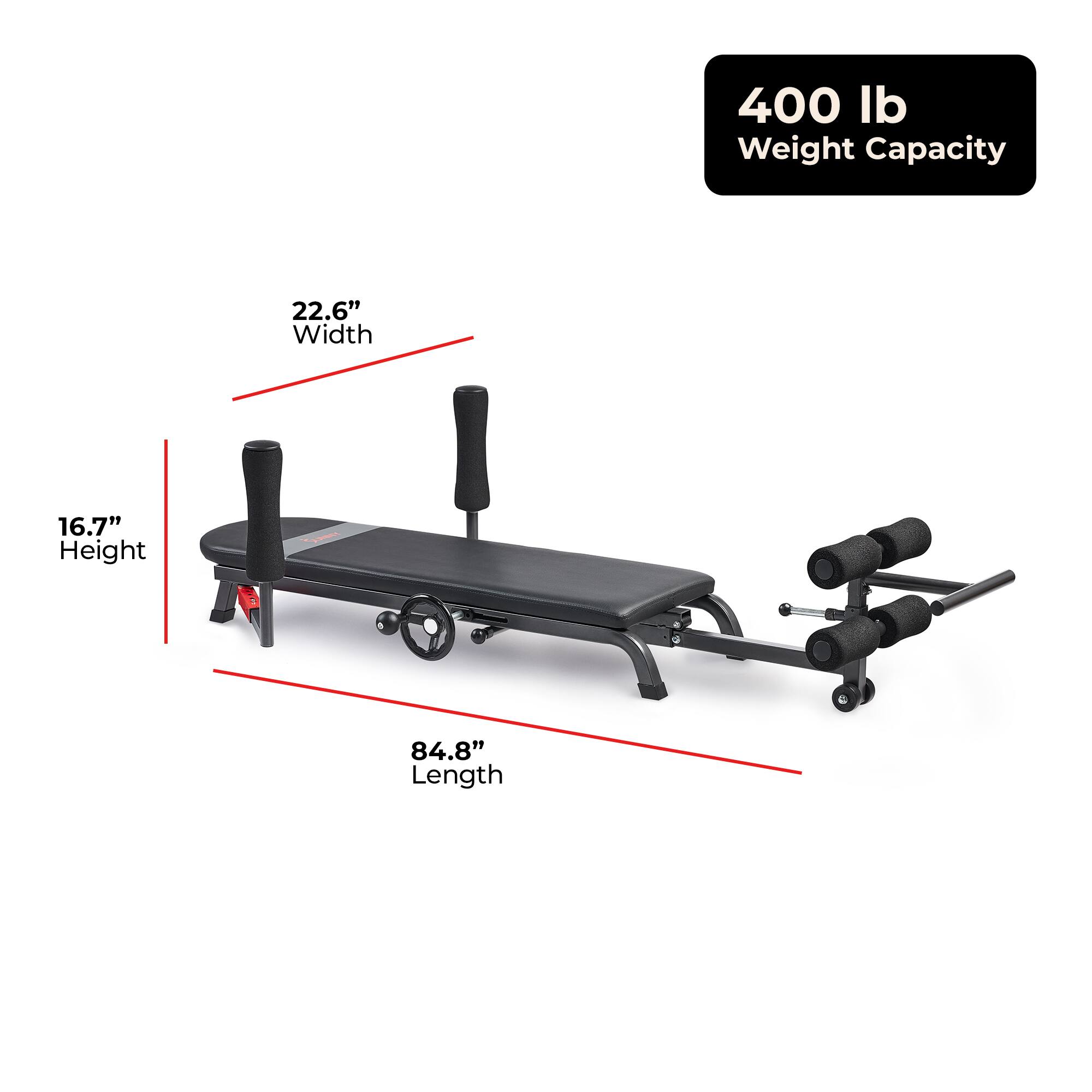 400 lb Weight Capacity  
22.6" Width  
16.7" Height  
84.8" Length