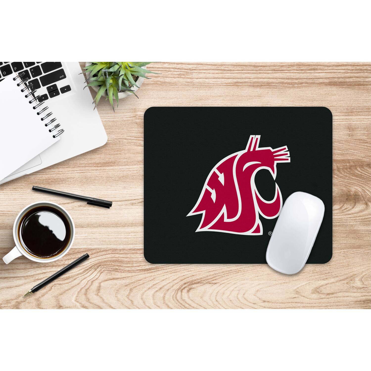 Alt View 1. OTM Essentials - Black Washington State Cougars Primary Logo Mouse Pad - Black.