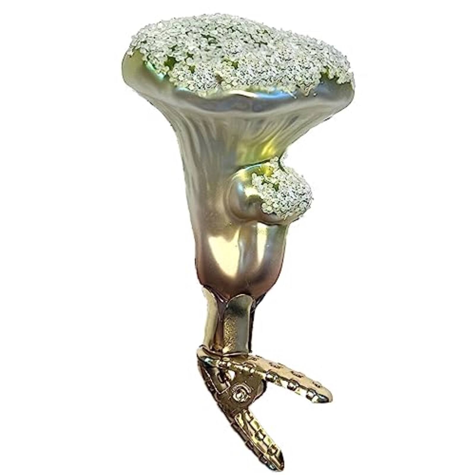 Front. Inge Glas - Inge Glas Mushroom Chanterelle German Glass Christmas Ornament FREE BOX - Grey.