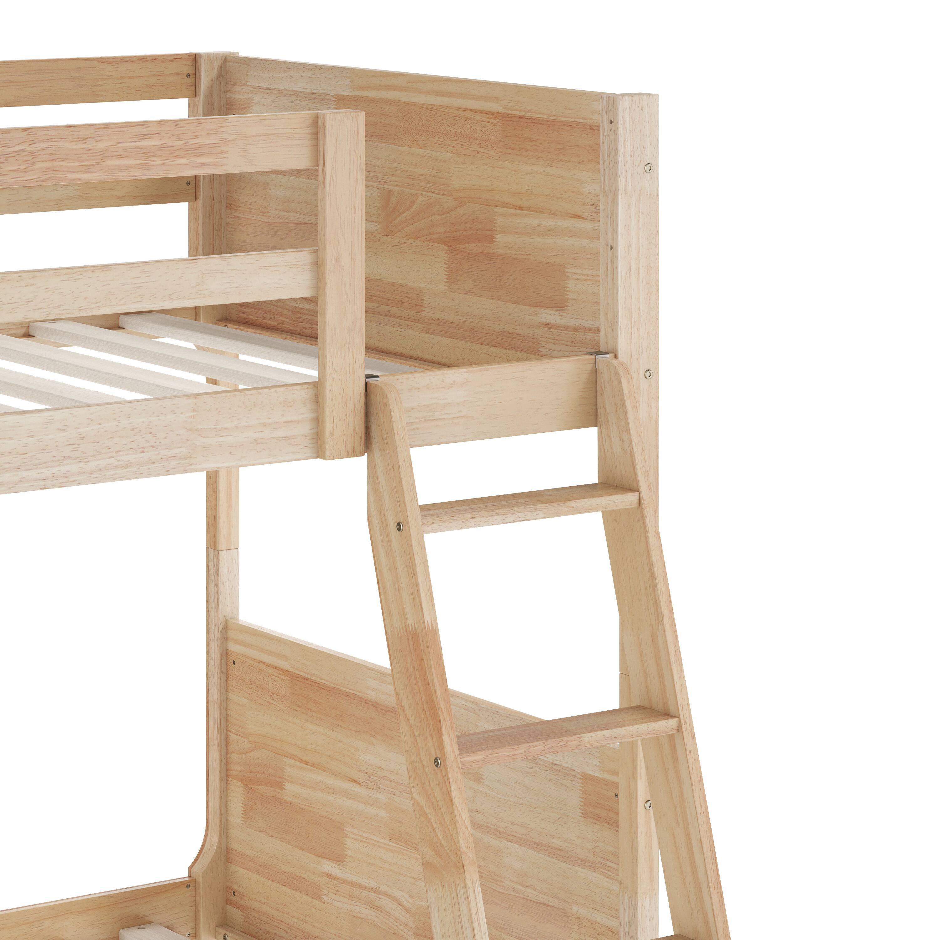 Alt View 9. Emma + Oliver - Samuel Kids Bunk Bed with Convertible, Solid Wood Slatted Frame and Easy-to-Climb Ladder with No Box Spring Required - Natural.