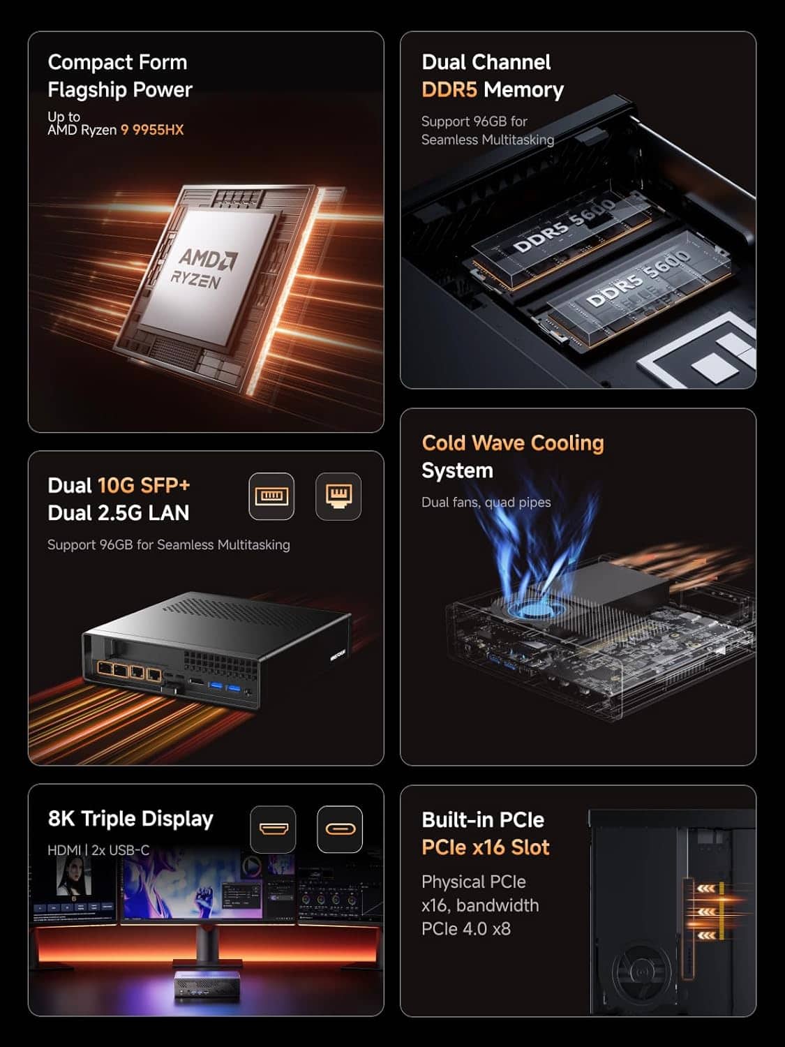 Minisforum MS‑A2 Mini PC, AMD Ryzen 9 9955HX, 32GB RAM, 1TB SSD
