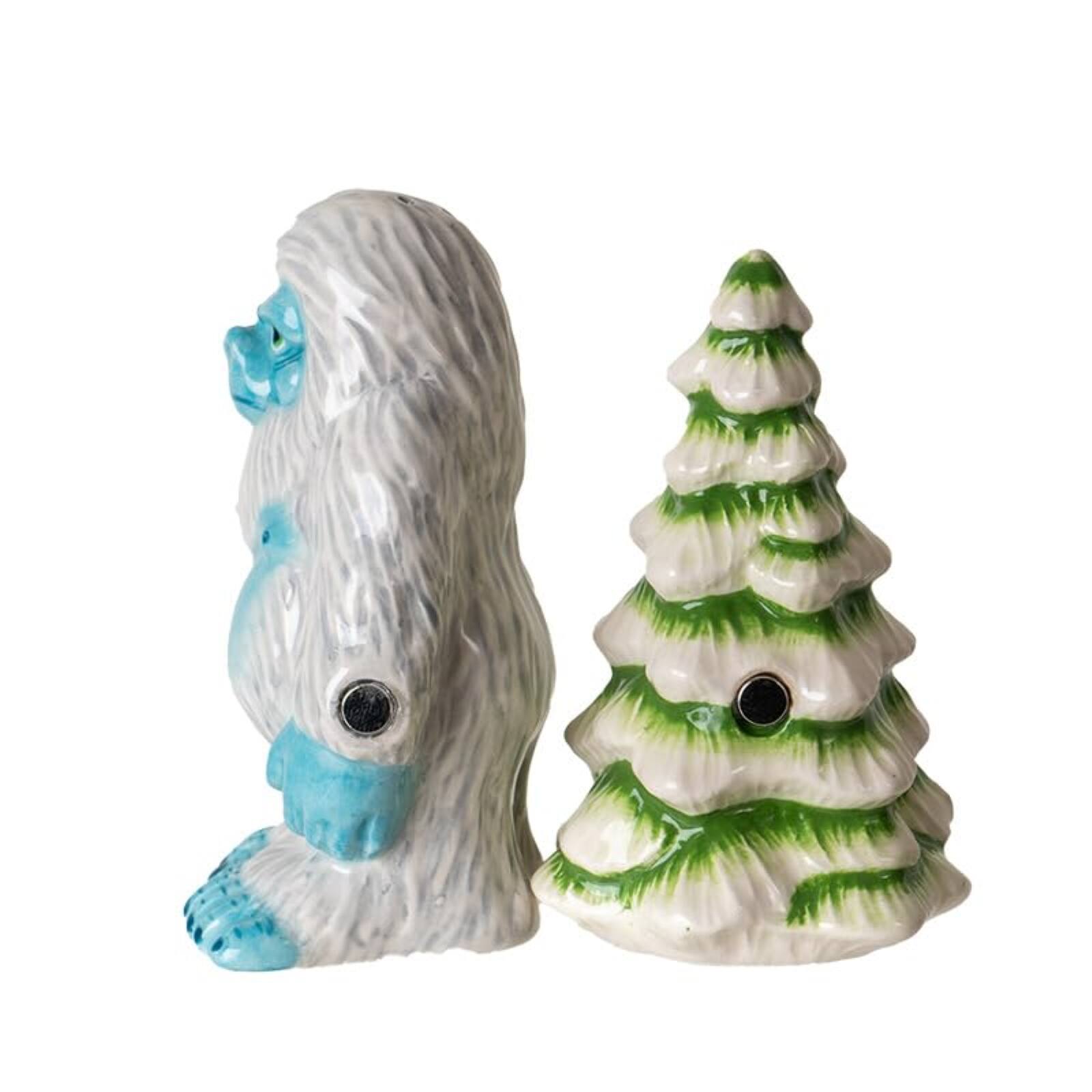 Back. Pacific Trading - Pacific Trading Yeti With White Pine Tree Ceramic Magnetic Salt and Pepper Shaker Set - Multicolor.