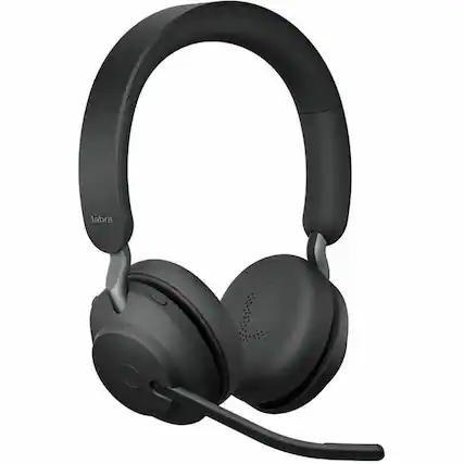 Front. Jabra - Jabra Evolve2 65 Headset - Stereo - Wireless - Bluetooth - 98.4 ft - On-ear, Over-the-head - Binaural - Circumaural - Blue.
