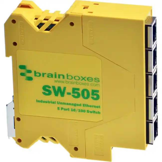 Brainboxes Controller Brainboxes Industrial Compact Ethernet 5 Port Switch DIN Rail Mountable ...