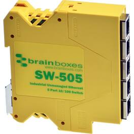 Brainboxes - Industrial Compact Ethernet 5 Port Switch DIN Rail Mountable - 5 Ports - Fast Ethernet - 10/100Base-TX - 2 - Black