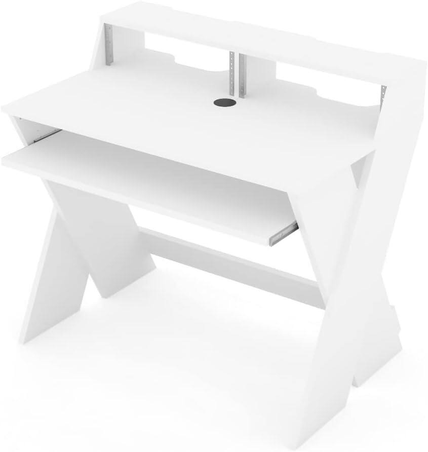 Back. Glorious - Glorious Sound Desk Compact Professional Studio Workstation with Pull-out Keyboard Compartment (White) - "NA".