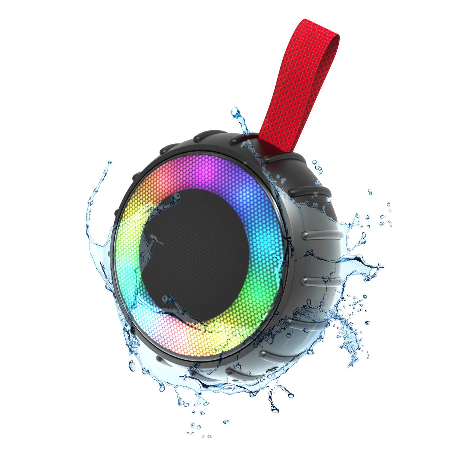 Angle. RCA - 5W Bluetooth Party Speaker with TWS, RGB Lights, USB/microSD/Aux, FM Radio, 3 Hr Play Time - Black.