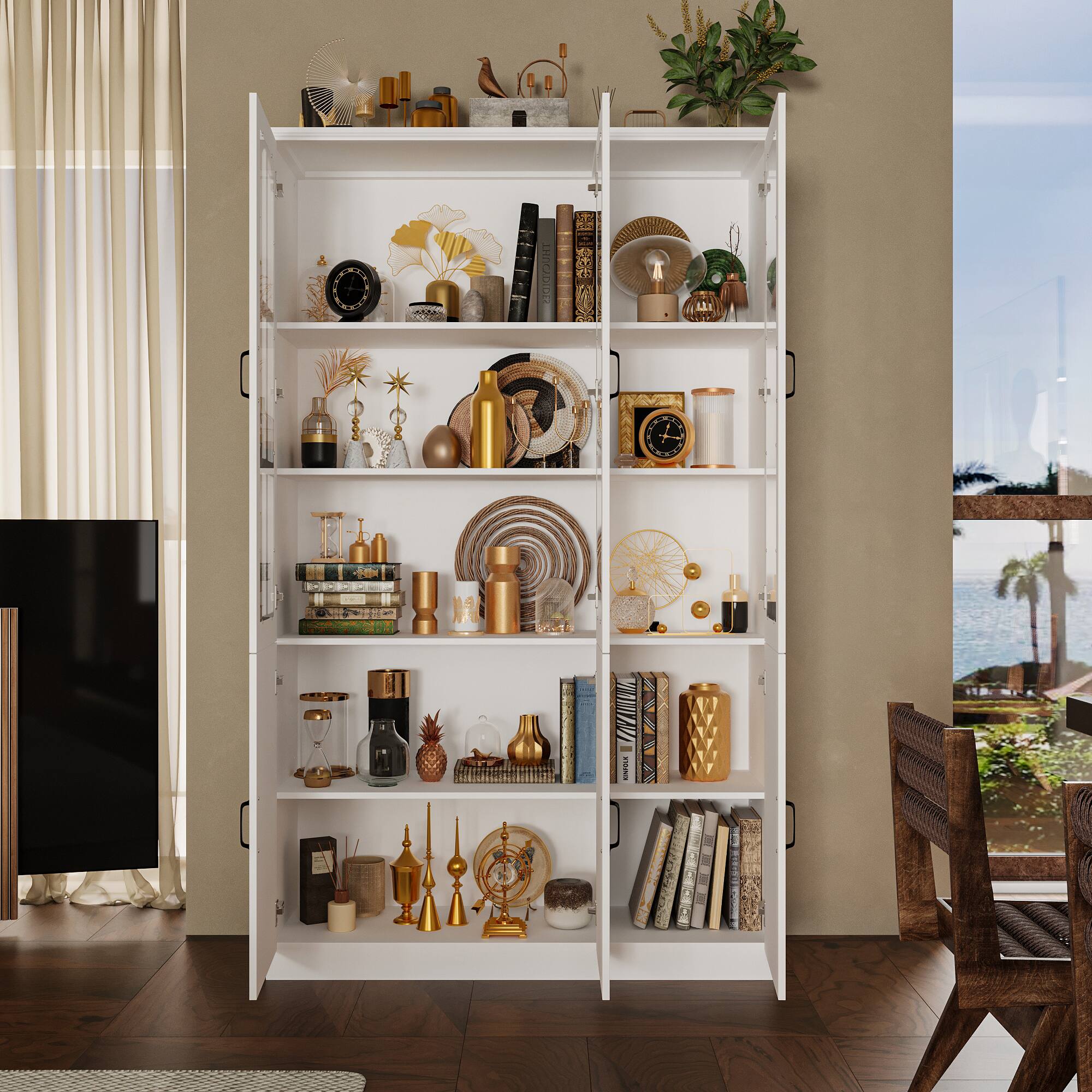 Alt View 9. Famapy - Famapy Glass - Door Kitchen Cabinet: Stylish Storage Credenzas for Organized Living - White.