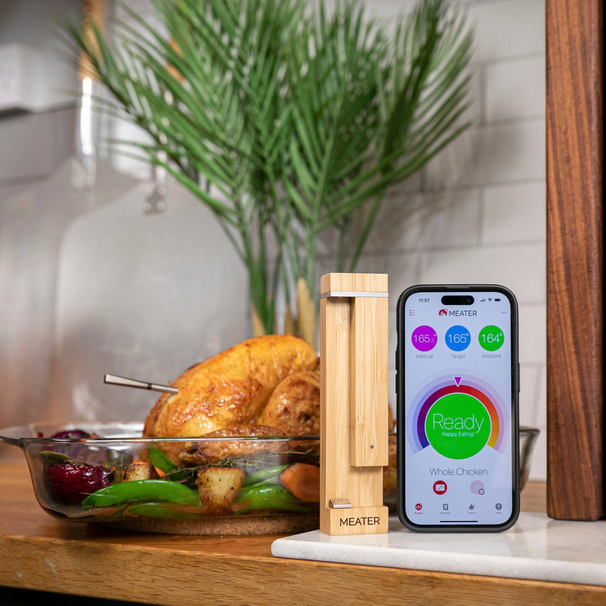 The text on the image reads: "14 - MEATER - 165 165 164 ambient target whole chicken."