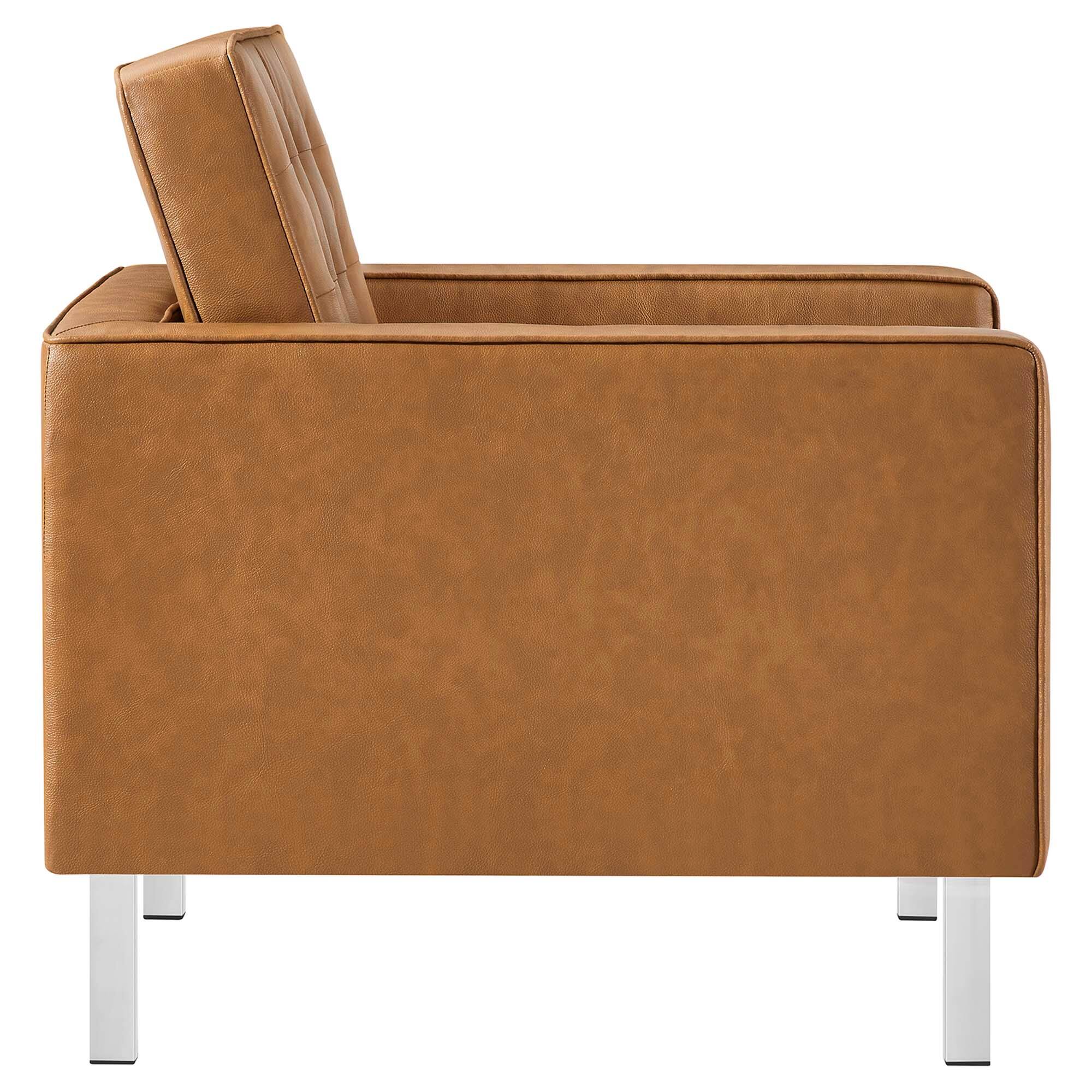 Alt View 1. Modway - Loft Tufted Vegan Leather Armchair and Ottoman Set by Modway - Brown.