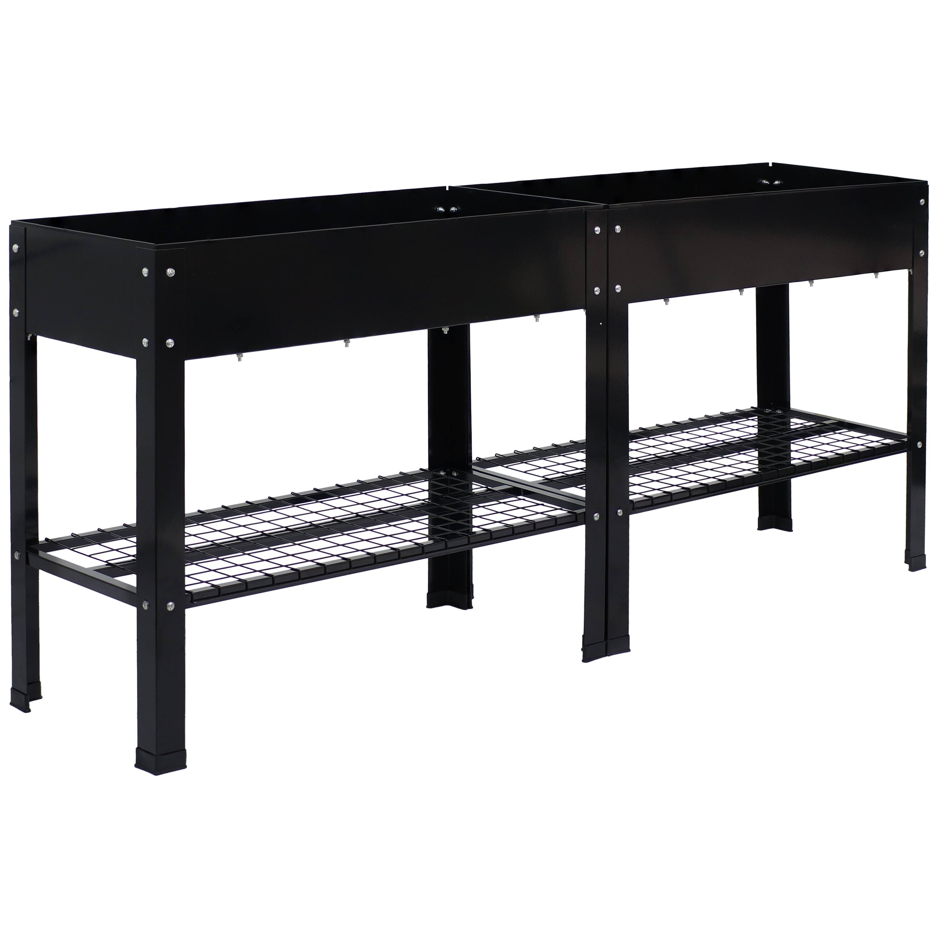 Alt View 8. Sunnydaze - Galvanized Steel Raised Bed with Mesh Shelf - Set of 2 - Black.