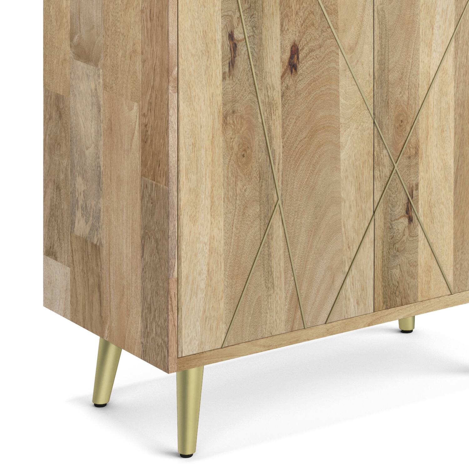 Alt View 7. Simpli Home - Jager SOLID MANGO WOOD 72 inch x 30 inch Contemporary Bookshelf with Doors in Natural - Natural.