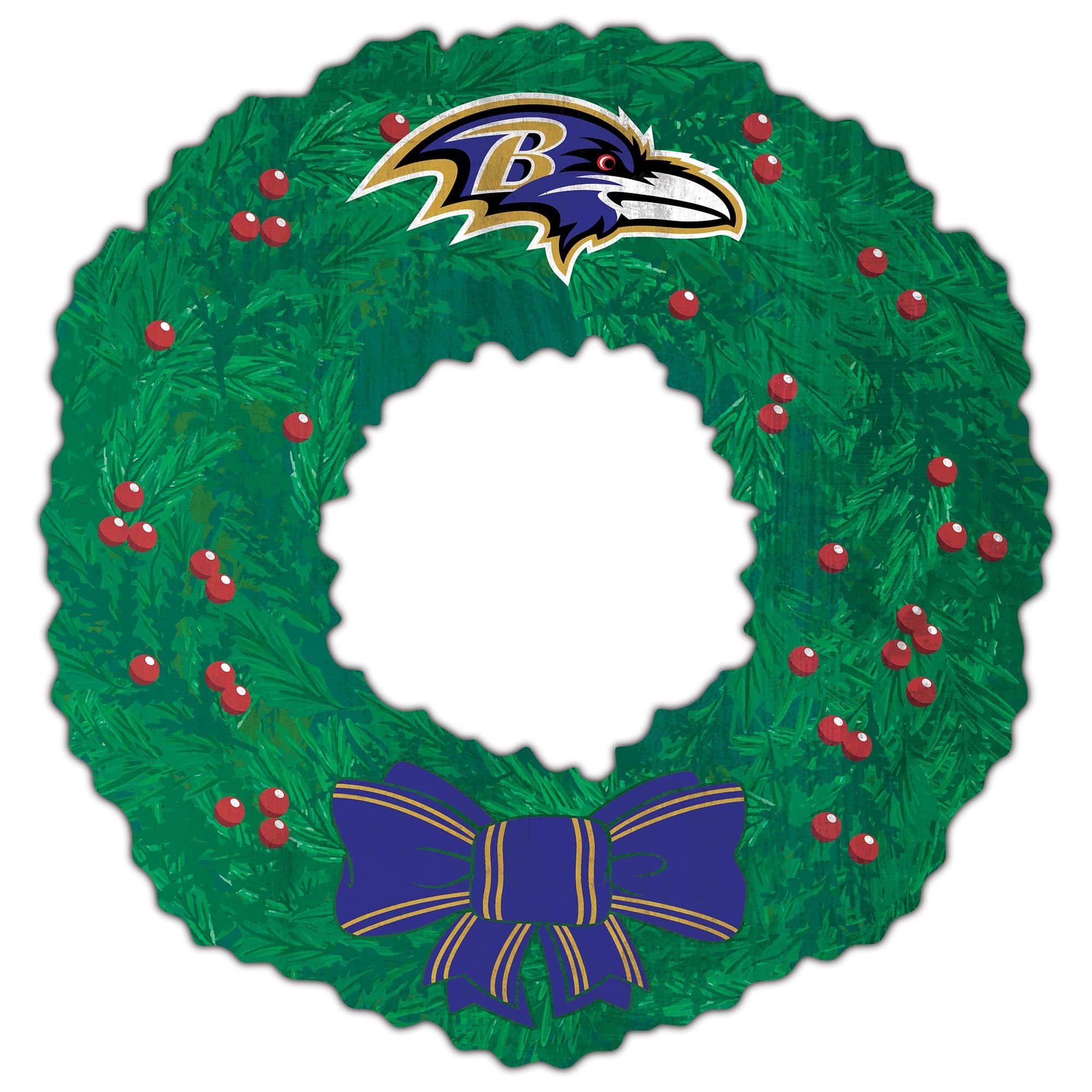 Front. Fan Creations - Baltimore Ravens 16'' Team Wreath Sign - Green.