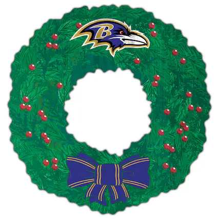 Front. Fan Creations - Baltimore Ravens 16'' Team Wreath Sign - Green.