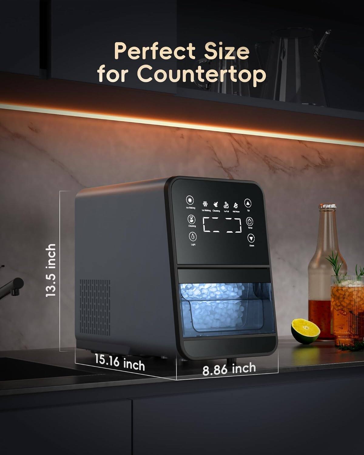 Perfect Size for Countertop

- Height: 13.5 inch
- Width: 15.16 inch
- Depth: 8.86 inch