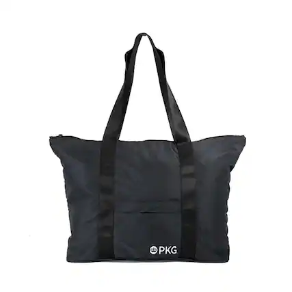 Front. PKG - Umiak Recycled Packable Tote Bag - Black.