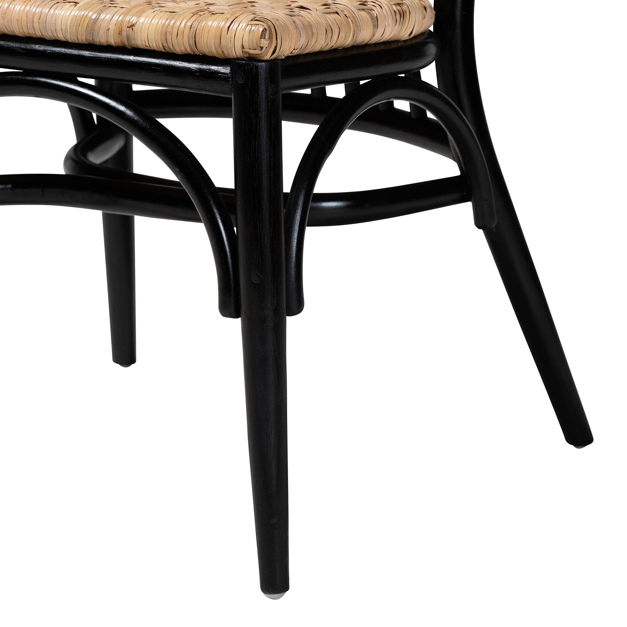 Alt View 2. bali & pari - Parthenia Mahogany Wood and Natural Rattan Dining Chair - Walnut Brown/Natural Brown/Black.