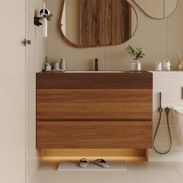 Loheer - 29.9 inch floating bathroom vanity Wall Mounted Vanity with Sink - Walnut