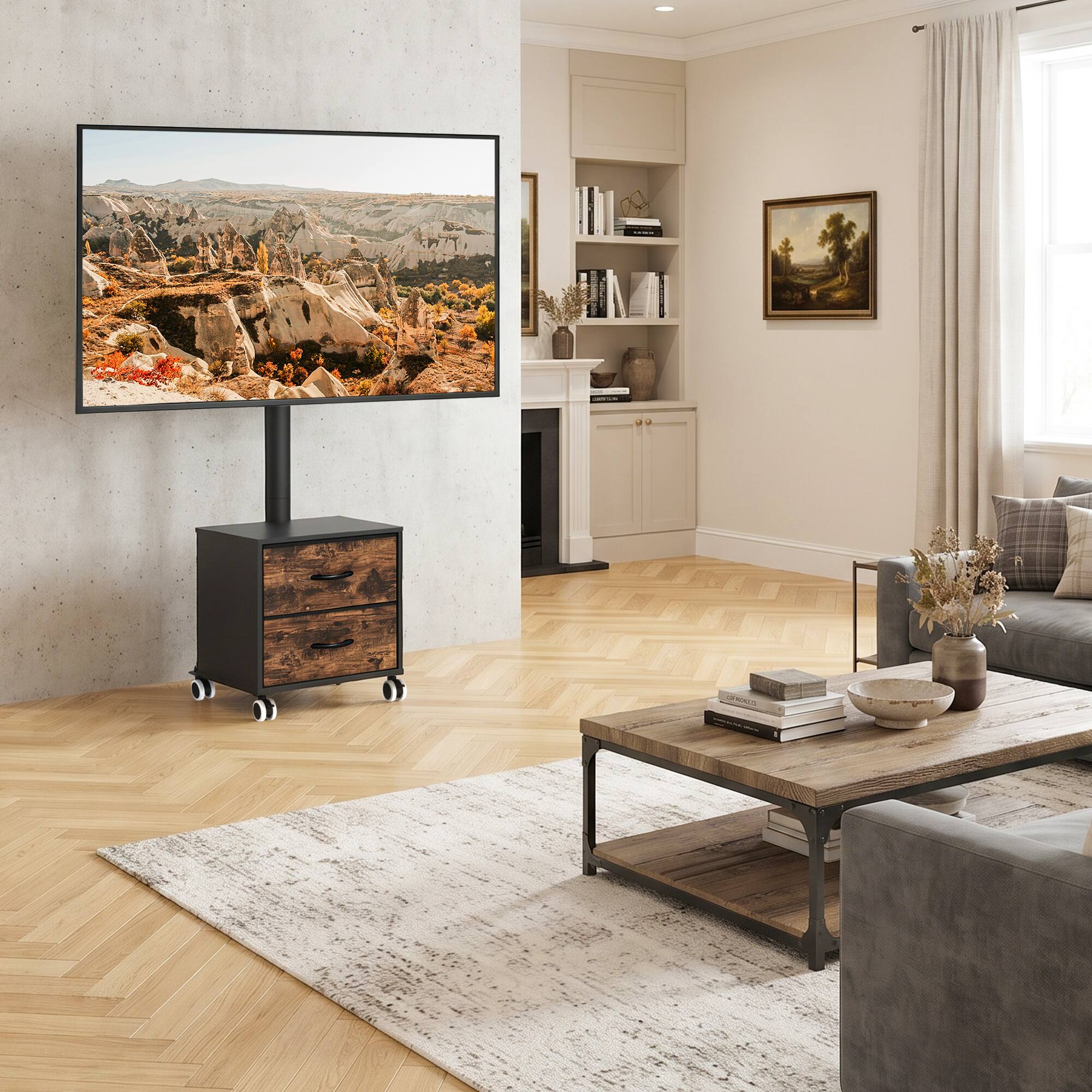 Alt View 4. Rfiver - Suitable for 27-60 inch floor-standing mobile TV stands, - Black.