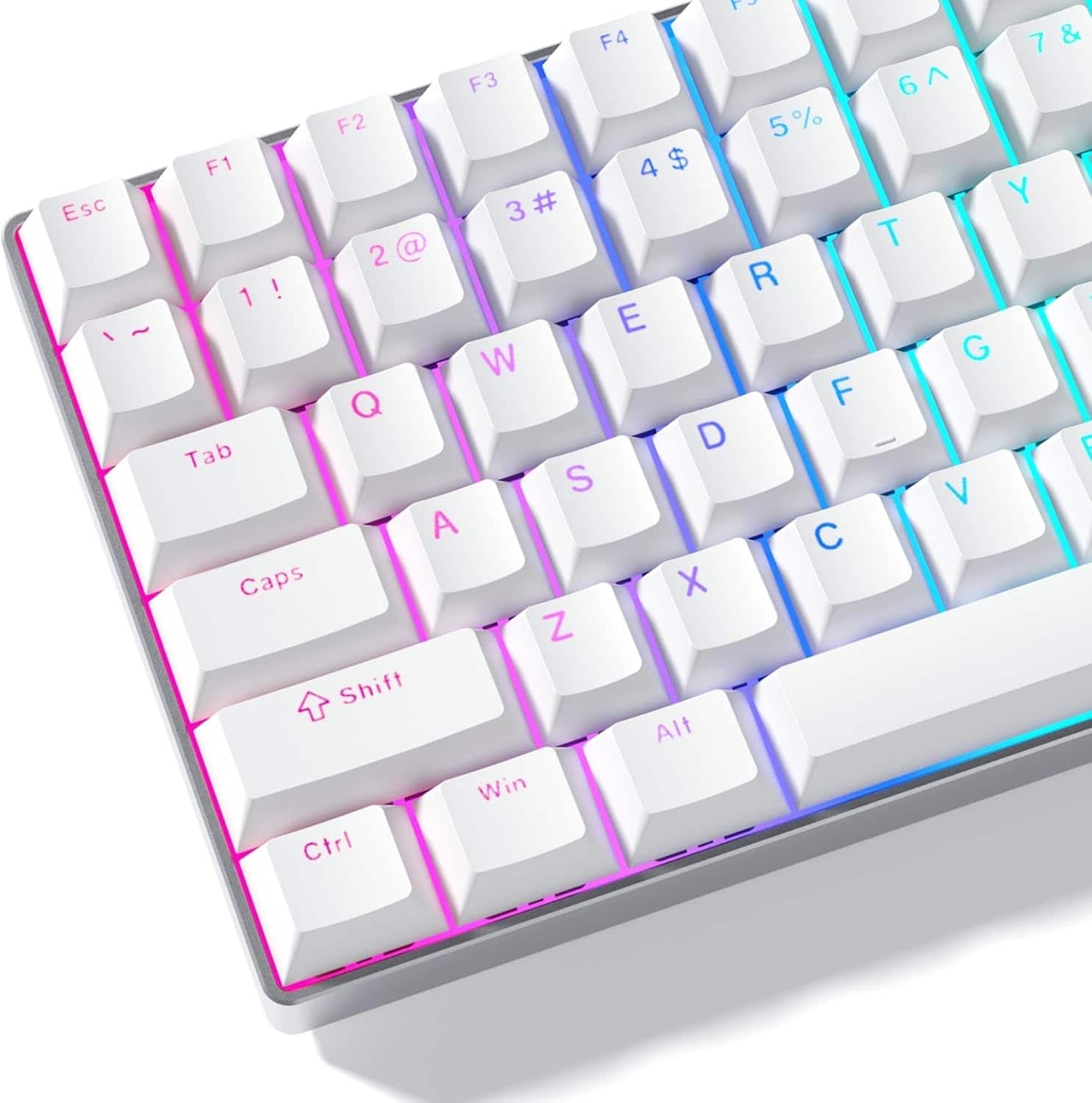 Womier - PBT Keycaps,Shine Through Custom Doubleshot Keys for All US Layout Cherry Gateron MX Switches Mechanical Keyboard - White