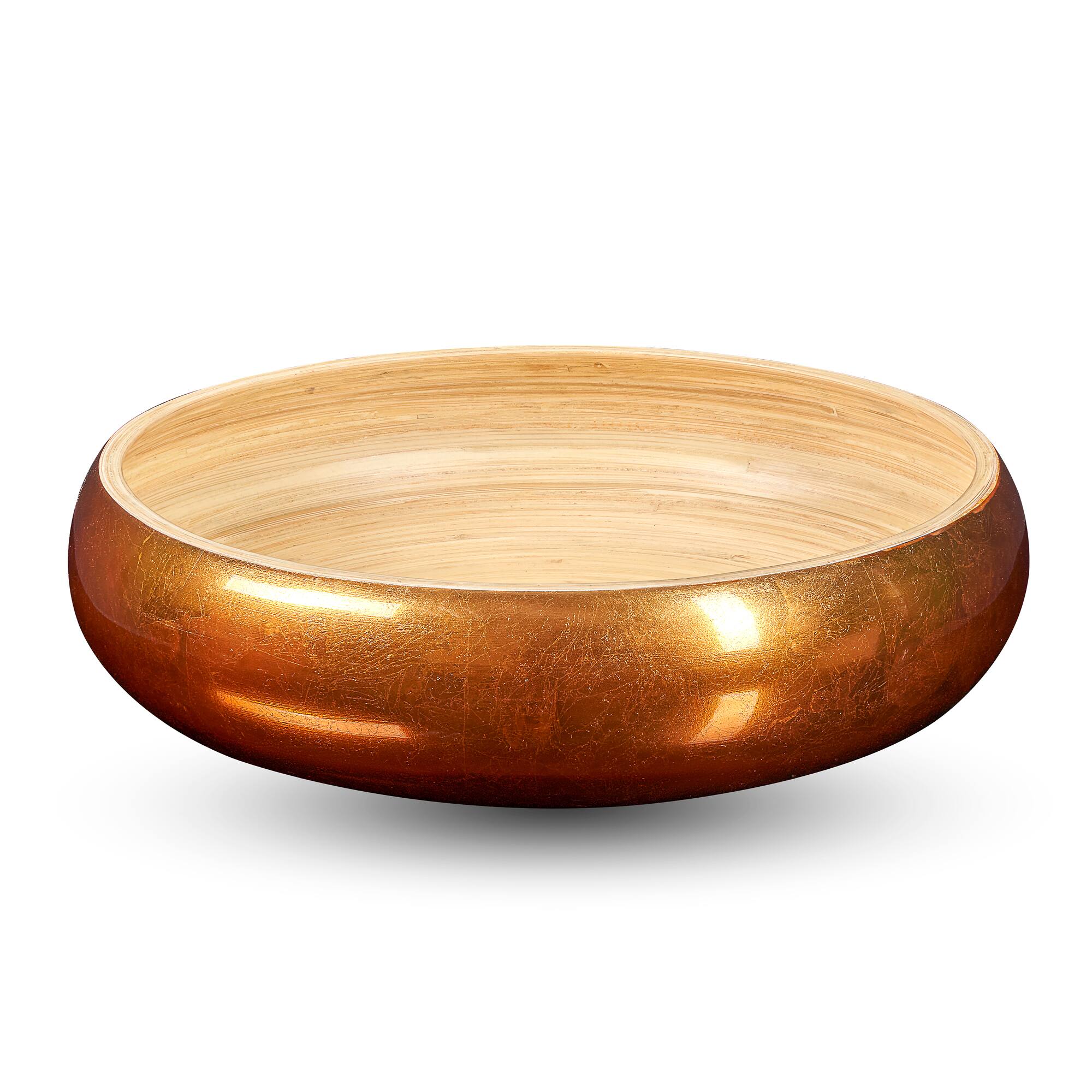 Front. Lexa - Bamboo Fruit Bowl, 12 Inch, Copper - Copper.