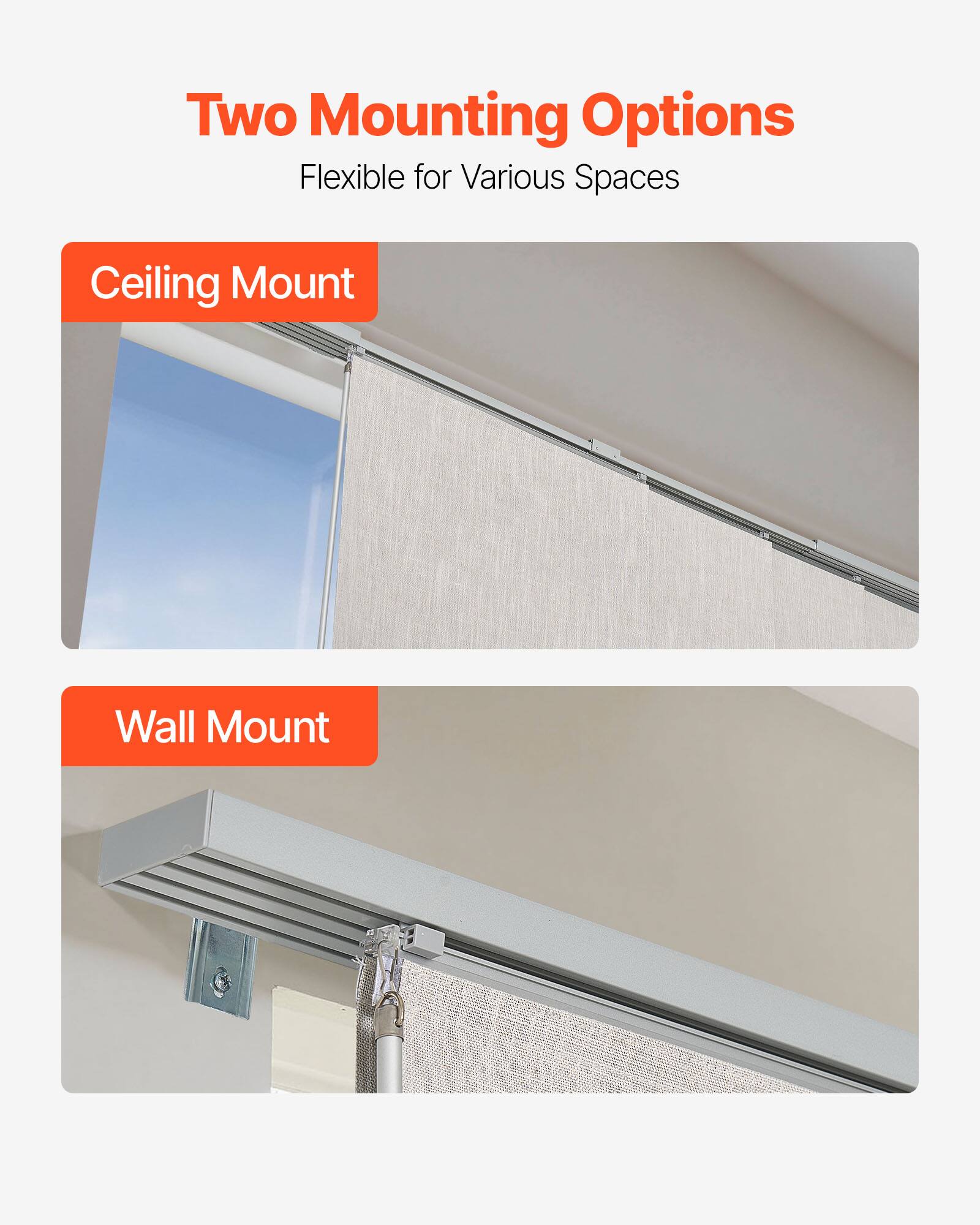 Two Mounting Options  
Flexible for Various Spaces  

Ceiling Mount  

Wall Mount