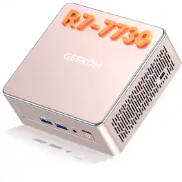 GEEKOM - A5 Mini PC, AMD Ryzen 7 7730U, 16GB DDR4 RAM& 512GB SSD, Agentic AI Business Mini Computer, Windows 11 Pro Pre-installed - Rose Gold