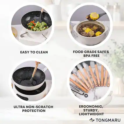 - EASY TO CLEAN
- FOOD GRADE SAFE & BPA FREE
- ULTRA NON-SCRATCH PROTECTION
- ERGONOMIC, STURDY, LIGHTWEIGHT
- TONGMARU