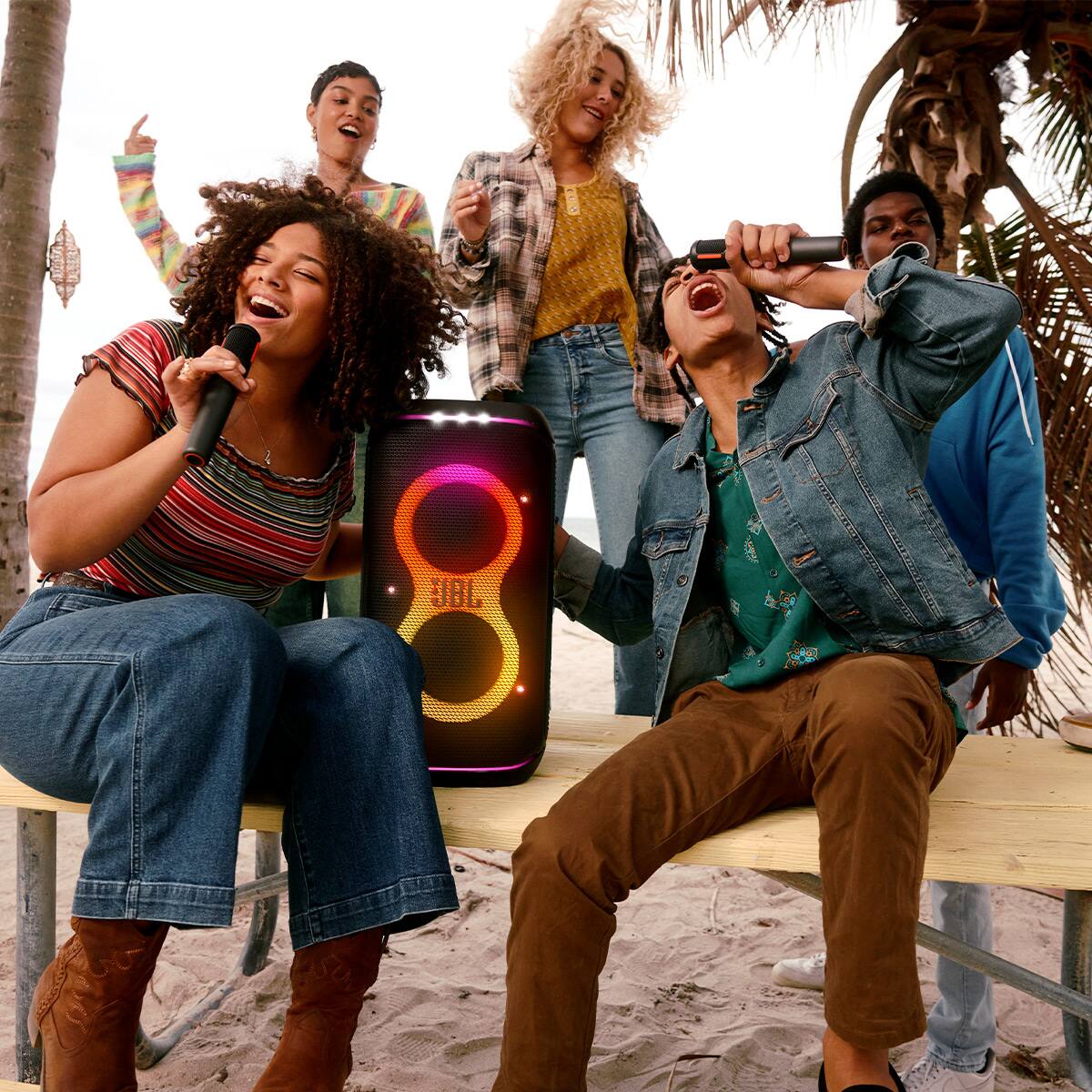 Alt View 9. JBL - JBL PARTYBOX 520 Portable Speaker Karaoke Bundle with Two Wireless Microphones - Black.