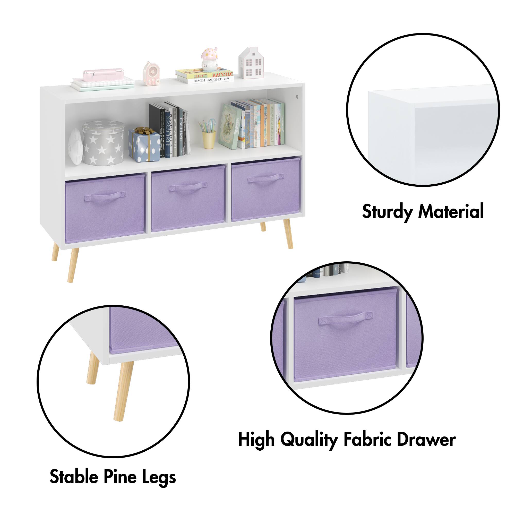 - Sturdy Material
- Stable Pine Legs
- High Quality Fabric Drawer