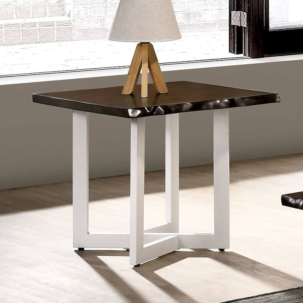 Angle. Furniture of America - Krestian Contemporary Wood End Table in Oak and White - Brown.