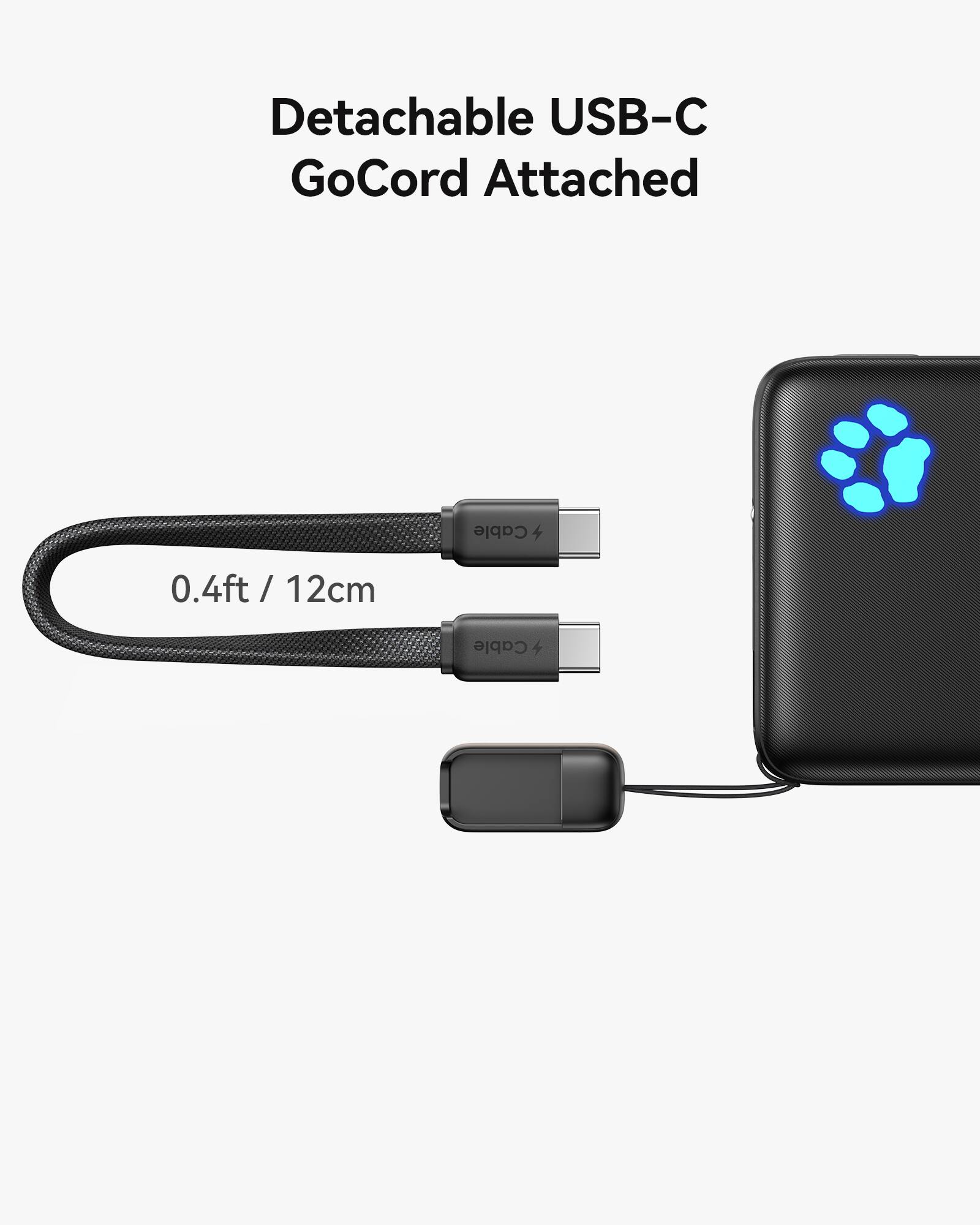 Detachable USB-C GoCord Attached Cable  
0.4ft / 12cm