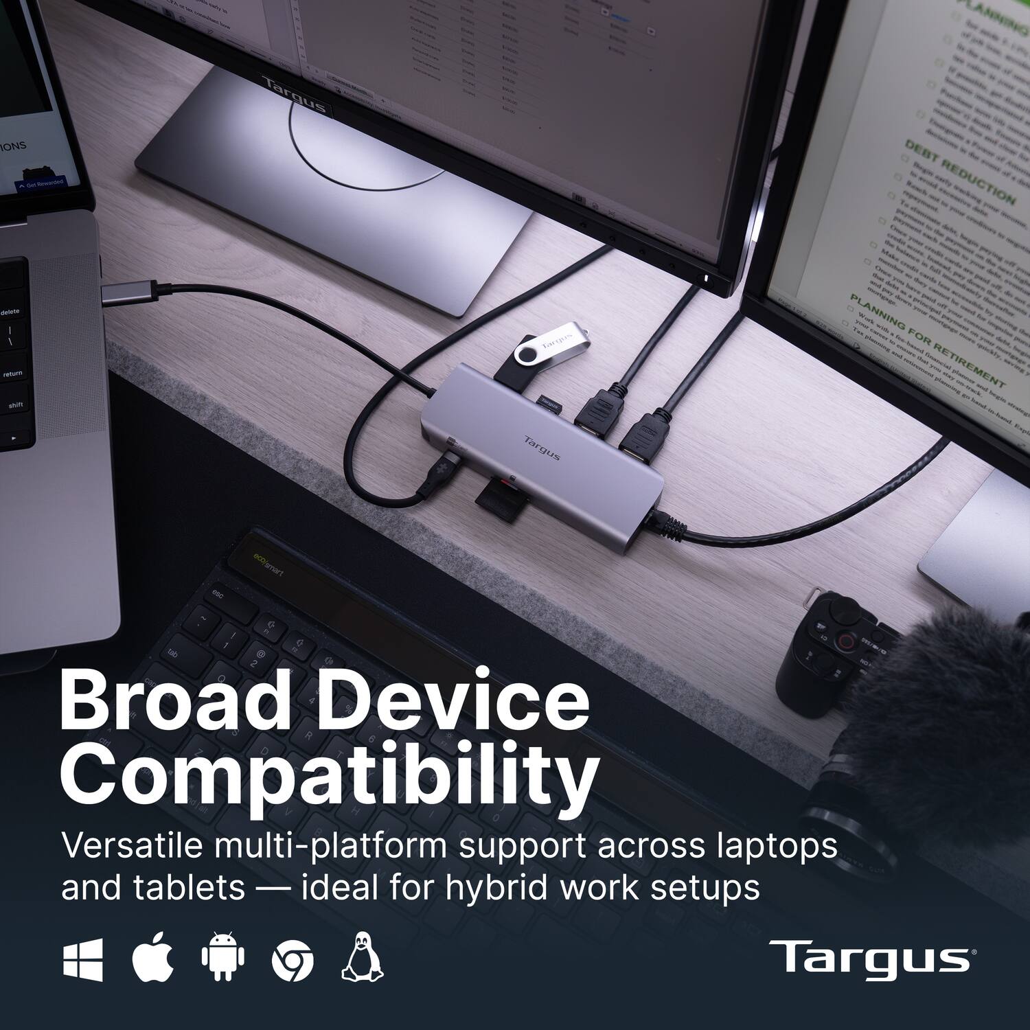 ONS - Argus Lanning Debt Reduction - 1 - Shun S - Planning - N W - For Retirement 2 Sogi Tiengus - emTriunaT - o . - e - . e 2 9 Broad Device Compatibility Versatile multi-platform support across laptops and tablets - ideal for hybrid work setups Targus
