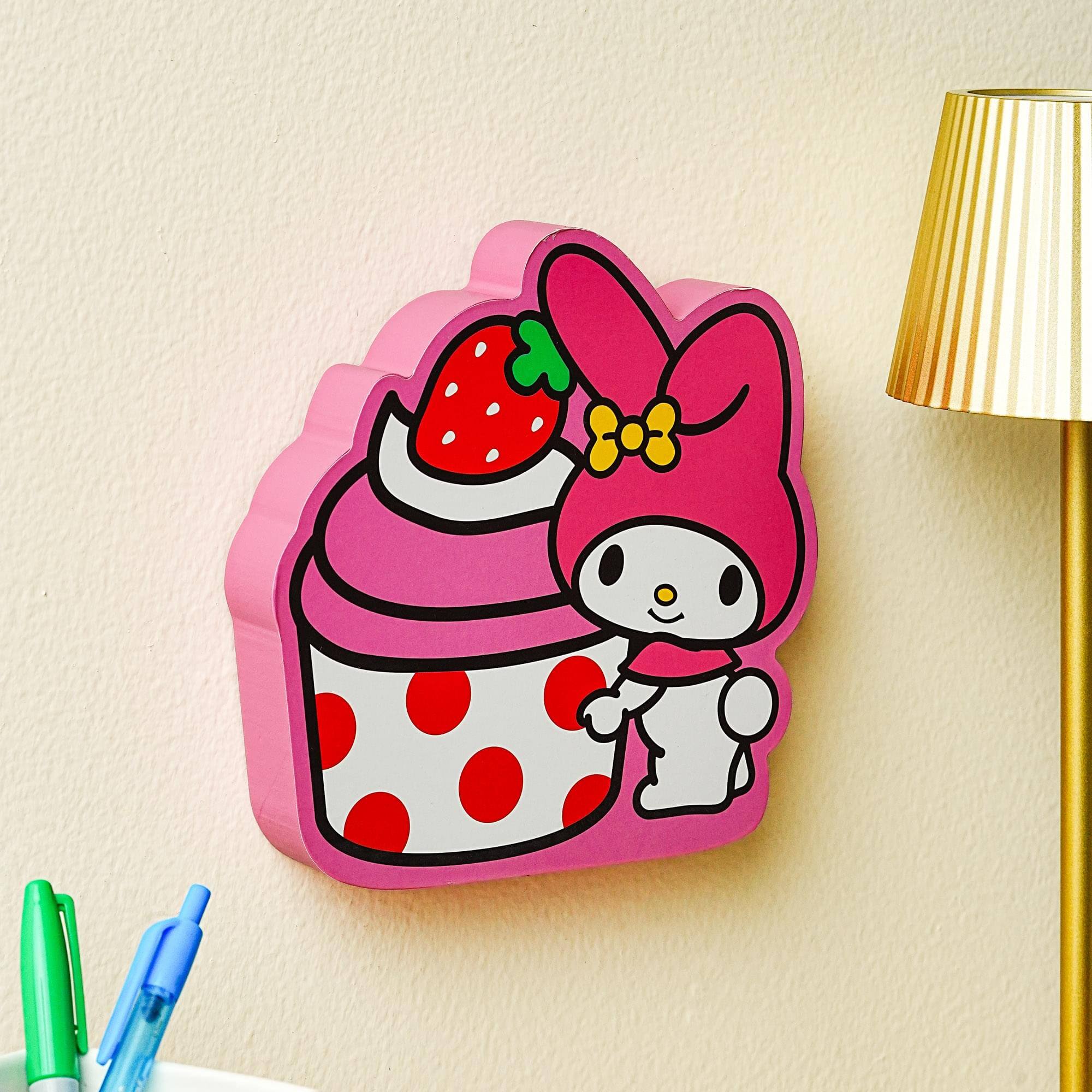 Alt View 5. Silver Buffalo - Sanrio My Melody Strawberry Cupcake Die-Cut Wooden Wall Art Sign | 7 x 8 Inches - Pink.
