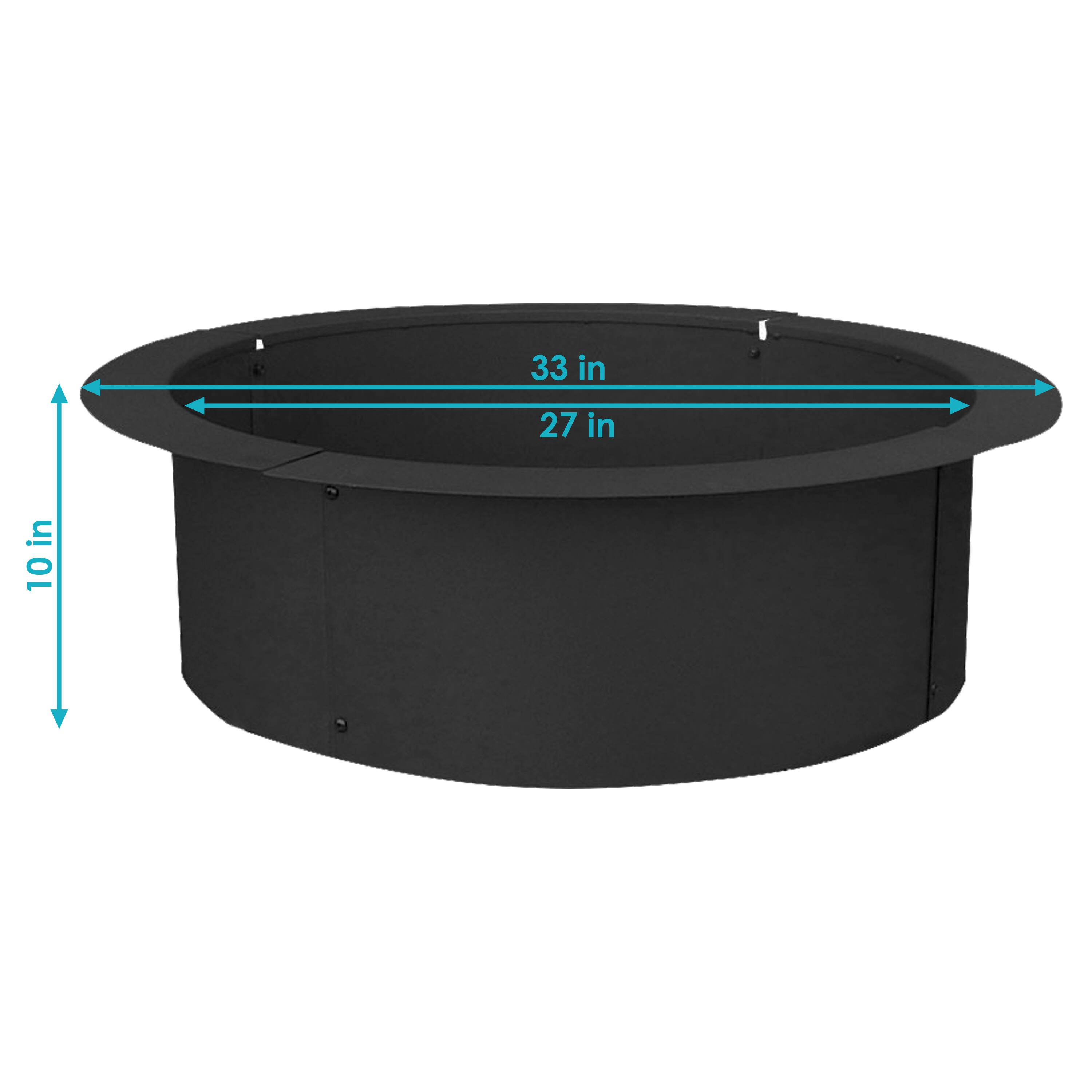 Alt View 2. Sunnydaze - 27 in Heavy-Duty Steel Above/In-Ground Fire Pit Ring Liner - Black.